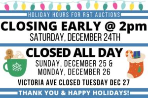 Holiday Hours & Closures for R&T Auctions