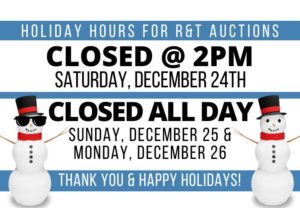 We'll be closed at 2pm on Saturday, December 24 and closed all day Sunday, december 25 & Monday, December 26