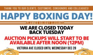 Happy Boxing Day! We'll be closed all day today, back on Tuesday, December 27